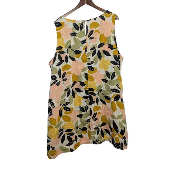 Rachel Zoe Womens 3X Floral Linen Dress Summer Beach Tropical Lagenlook - Picture 2 of 12